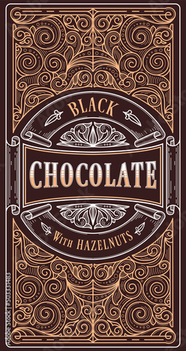 Black chocolate - vintage decorative ornate label design
