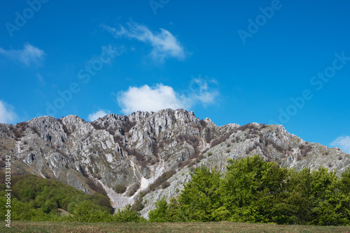 Beautiful mountain scenery. The mountain and the blue sky in the background.
