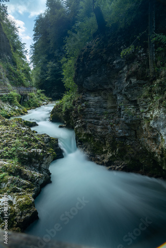 Fast stream in Vintgar gogre in Slovenia