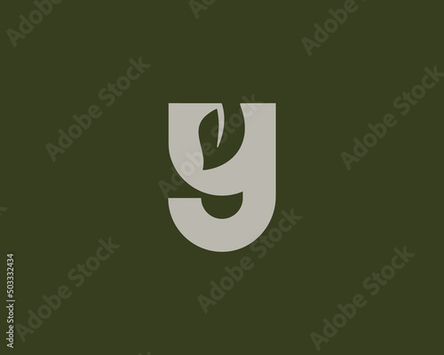 Abstract letter Y logo isolated on dark background. Minimalistic leaf, forest, garden vector sign symbol mark logotype.