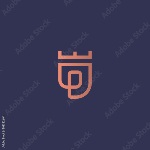 Graceful gradient linear shield monogram letter P with crown logotype concept. Premium king, strong, protection vector symbol icon logo.