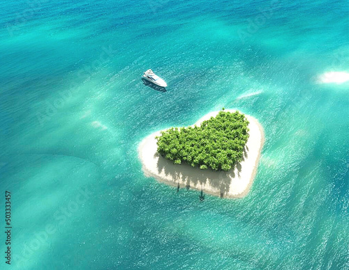 Helicopter view of the island of Heart