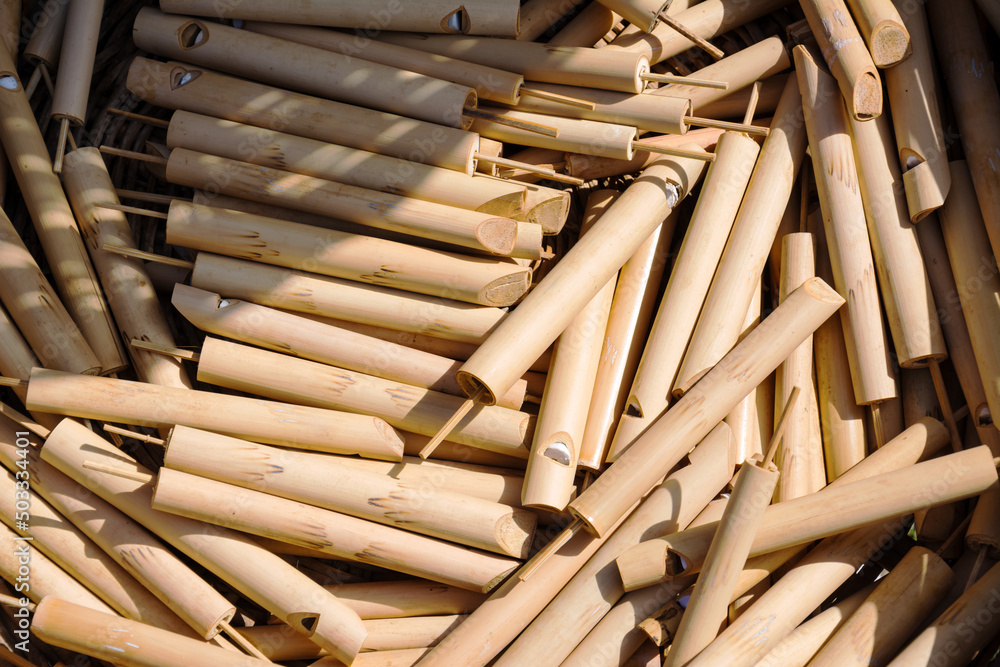 Traditional flute in basket. Background, texture Traditional flute in basket. Background, texture