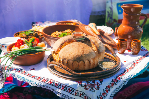 Traditional dishes of Gagauz cuisine from the south of the Republic of Moldova at the Hederlez festival photo