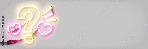 Vector realistic isolated neon sign of Love Quiz frame on the white background. Concept of trivia night and questionnaire.