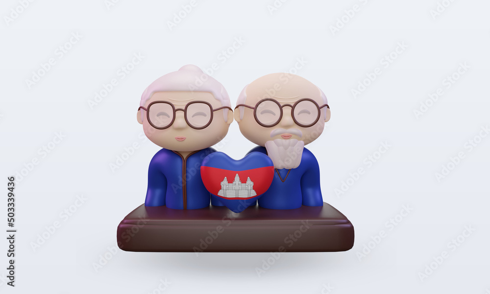 3d grandparents day love Cambodia flag rendering front view 3d grandparents day love Cambodia flag rendering front view