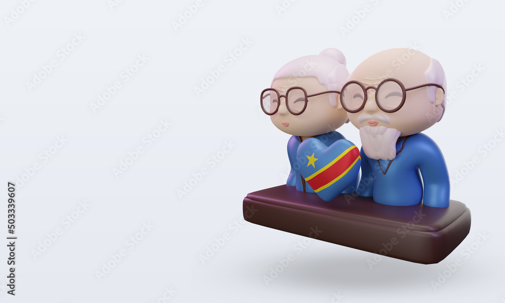 3d grandparents day love Democratic Congo flag rendering right view 3d grandparents day love Democratic Congo flag rendering right view