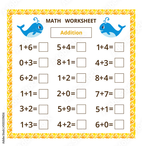 Math worksheet.Addition