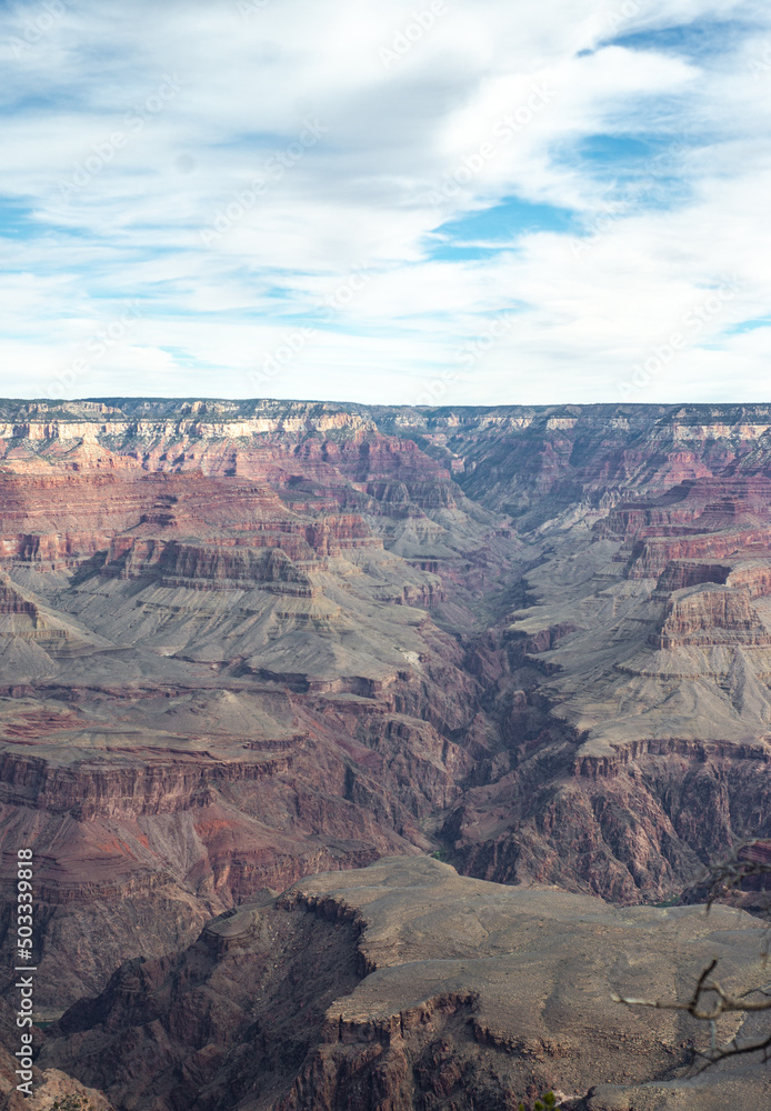 Grand Canyon, Arizona AZ, landscape of craters, rocks, minerals, boulders, sky, contrast in nature, environment shot, desert plants