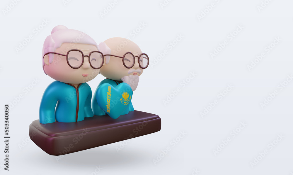 3d grandparents day love Kazakhstan flag rendering left view 3d grandparents day love Kazakhstan flag rendering left view