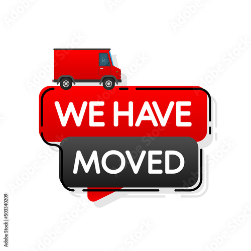 Color we have moved thin line bubble. concept of locator land mark like ecommerce delivery or transfer label