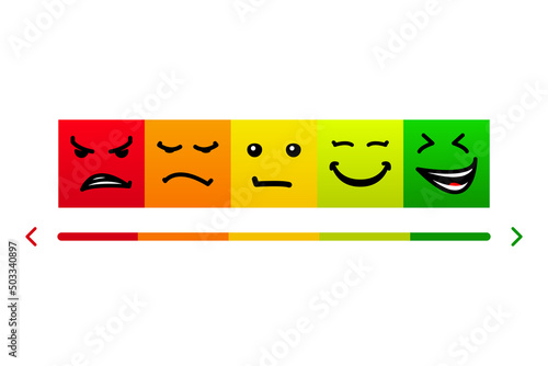 Credit score meter with different emotions vector concept isolated on white background