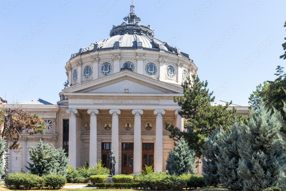 Romanian Athenaeum in city of Bucharest, Romania