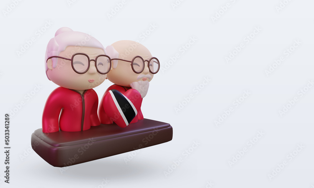 3d grandparents day love Trinidad and Tobago flag rendering left view 3d grandparents day love Trinidad and Tobago flag rendering left view