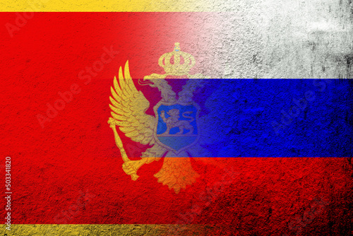 Canvastavla National flag of Russian Federation with National flag of Montenegro