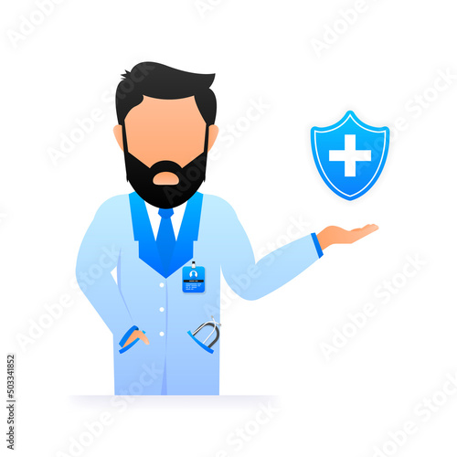 Medical care online doctor. Vector isometric illustration. Healthcare illustration.