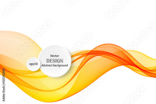 Movement of smooth orange lines of a transparent wave, design element