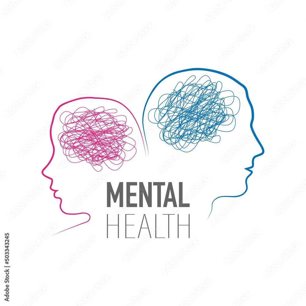 Mental health man and woman silhouette