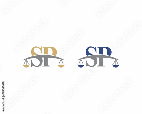 Letters SP Logo With Scale of Justice Logo Icon 001