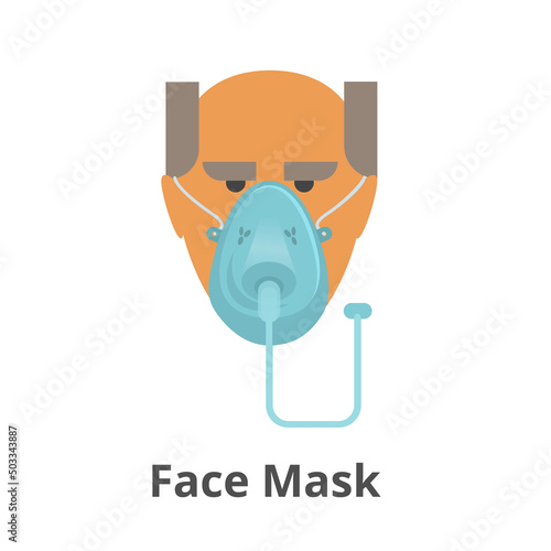Oxygen face mask vector icon. Illustration of a man wearing hudson mask