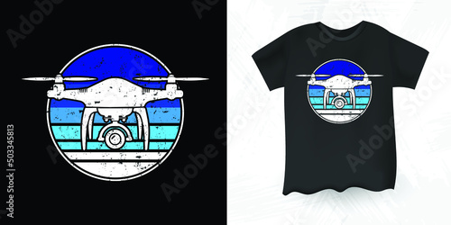 Funny Pilot Gift Retro Vintage Drone T-shirt Design
