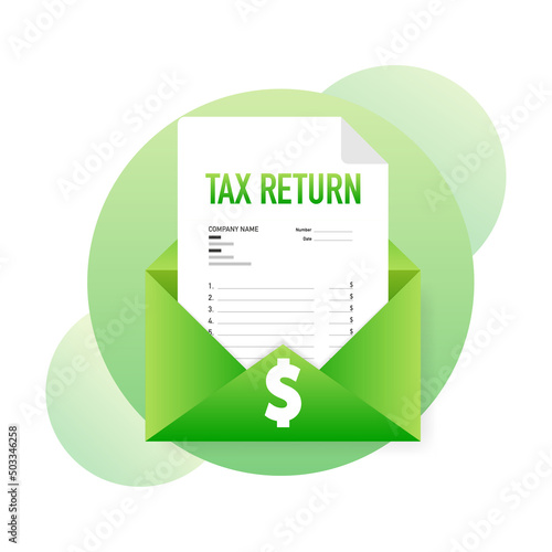Flat icon. Tax return, great design for any purposes. File management. Business icon