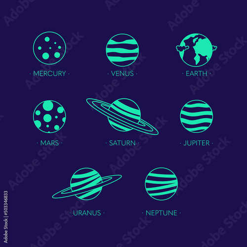 Planets with name outlined