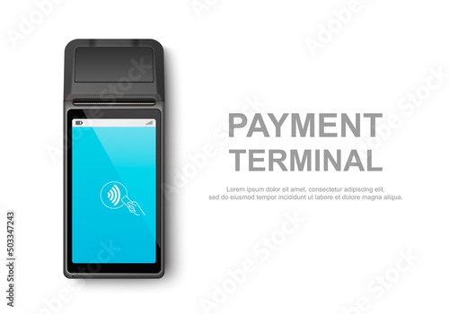 Obraz na plátně Vector Realistic 3d Touch NFC Mobile Payment Machine