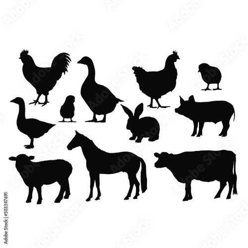 farm animals collection vector, Farm animals, clipart, art, Farm silhouette, farm animals