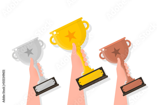 Winner prize, sport award, success concept. Mockup for concept design. Golden trophy clipart