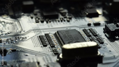 close up of electronic components