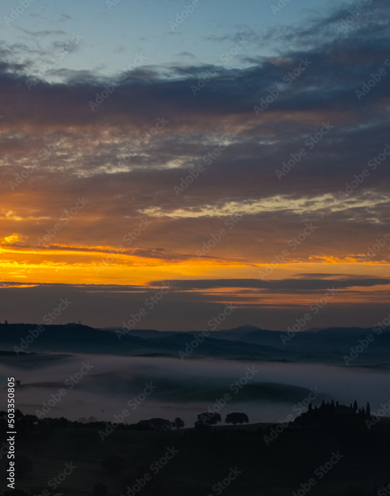 Tuscany, Italy, sunrise, dramatic, beautiful clouds