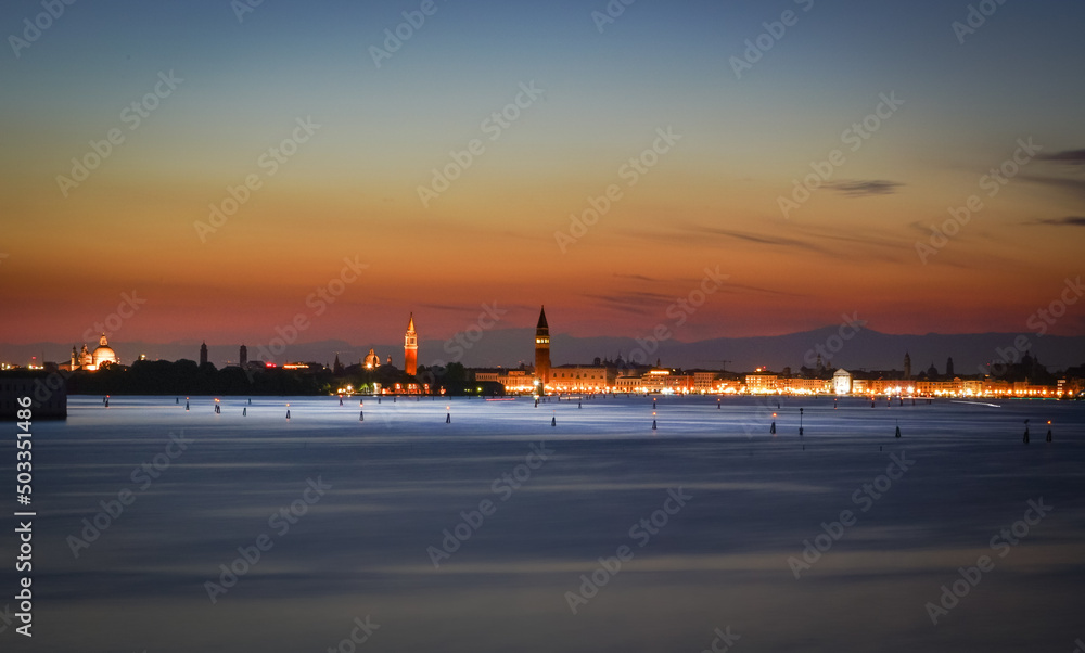 The Venice Skyline at sunset