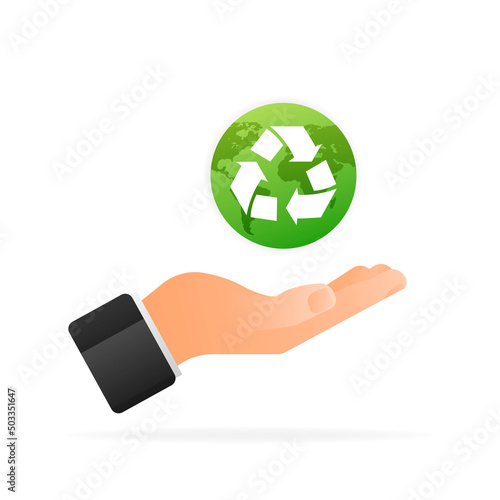 Different colored recycle waste bins vector illustration, Waste types segregation recycling