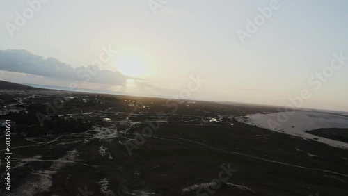 beach in the morning aerial view of the dunes