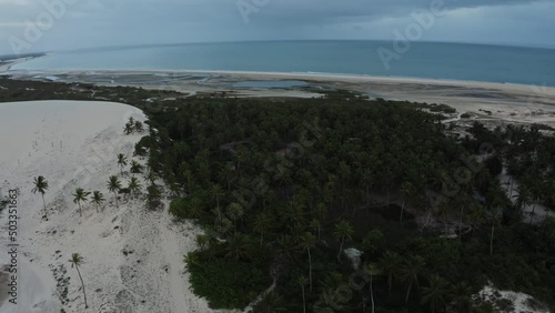 beach in the morning aerial view of the dunes
