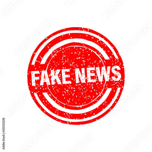 Red fake news stamp. Social media concept. Logo symbol. Vector logo