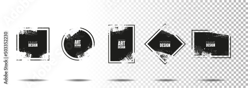 Vector illustration. Set frames in grunge style. Dirty borders collection on white background. Design elements for banner, poster, flyer, invitation, greeting card, social networks, blog post, stories