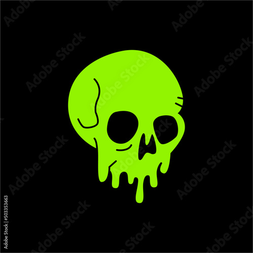 Poison Green Skull vector artwork. Dripping skulls T shirt design illustration. Download it now.	