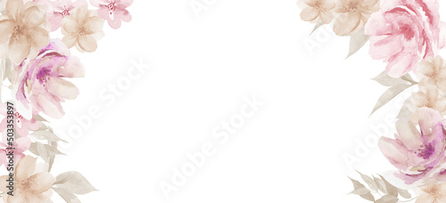 Wallpaper Mural Watercolour Flower Frame Background. Floral Watercolor illustration on white. Torontodigital.ca