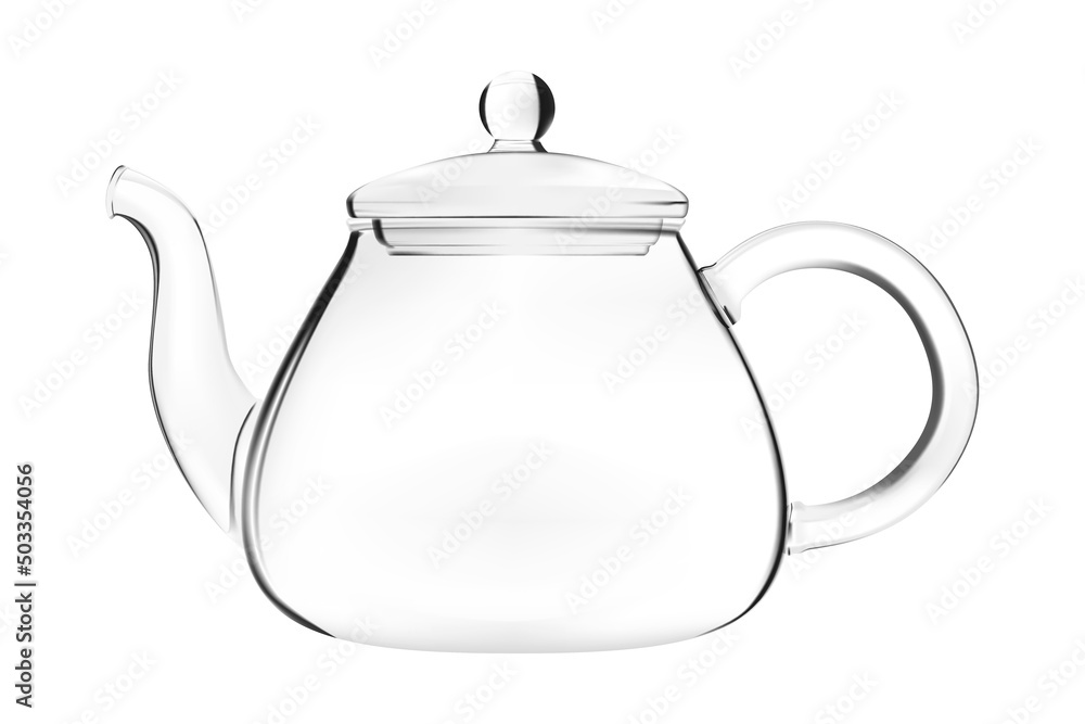 Fototapeta premium Realistic teapot or tea pot. Empty glass teapot