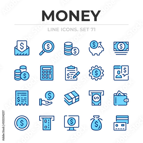 Money vector line icons set. Thin line design. Outline graphic elements, simple stroke symbols. Money icons