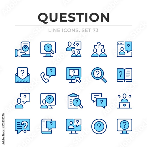 Question vector line icons set. Thin line design. Outline graphic elements, simple stroke symbols. Question icons