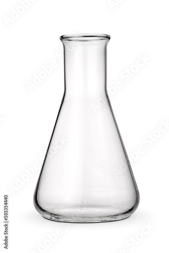 Empty chemical flask isolated on white background.