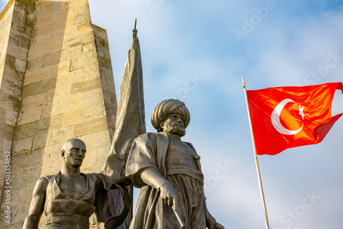 Monument of Barbaros Hayreddin Pasa in Besiktas Istanbul photo