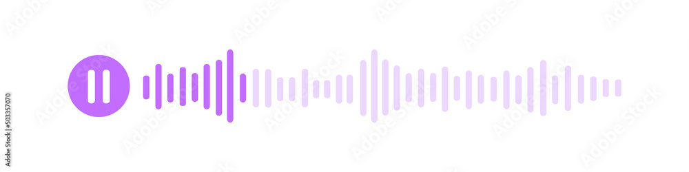 Voice message icon. Audio chat with pause sign and speech sound wave  isolated on white background. Mobile messenger app, online radio, podcast  interface element. Vector graphic illustration Stock Vector | Adobe Stock