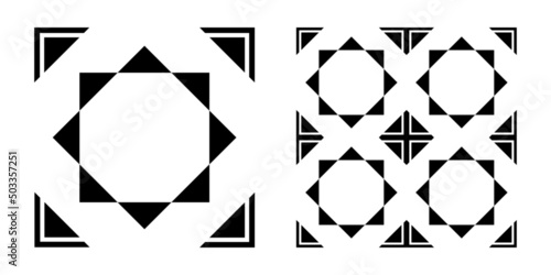 Black and white tiles. Geometric seamless pattern 