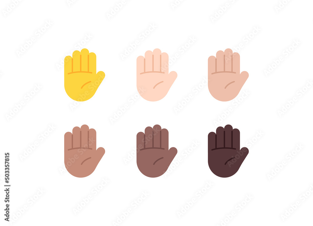 All Skin Tones Raised Hand Gesture Emoticon Set. Raised Hand Emoji Set All Skin Tones Raised Hand Gesture Emoticon Set. Raised Hand Emoji Set