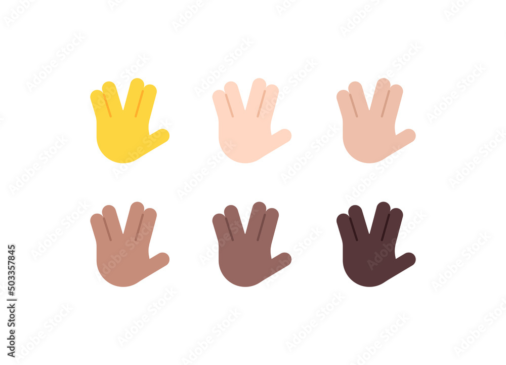 All Skin Tones Vulcan Salute Gesture Emoticon Set. Vulcan Salute Emoji Set All Skin Tones Vulcan Salute Gesture Emoticon Set. Vulcan Salute Emoji Set