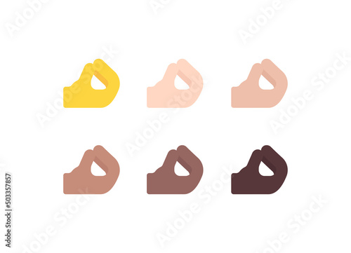 All Skin Tones Pinched Fingers Gesture Emoticon Set. Pinched Fingers Emoji Set